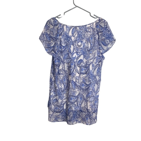 Tamara H Office Top, Blue & White, Flowing, Airy - Picture 3 of 9